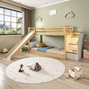 Ver imagem 1 de Beliche Infantil Garden com LED, Escorregador e Grade - Casatema MadeiraOriginals