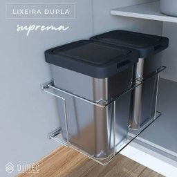 Lixeira Dupla para Cozinha Suprema Corrediça Deslizante Lateral 9 litros Embutir Dimec - 2