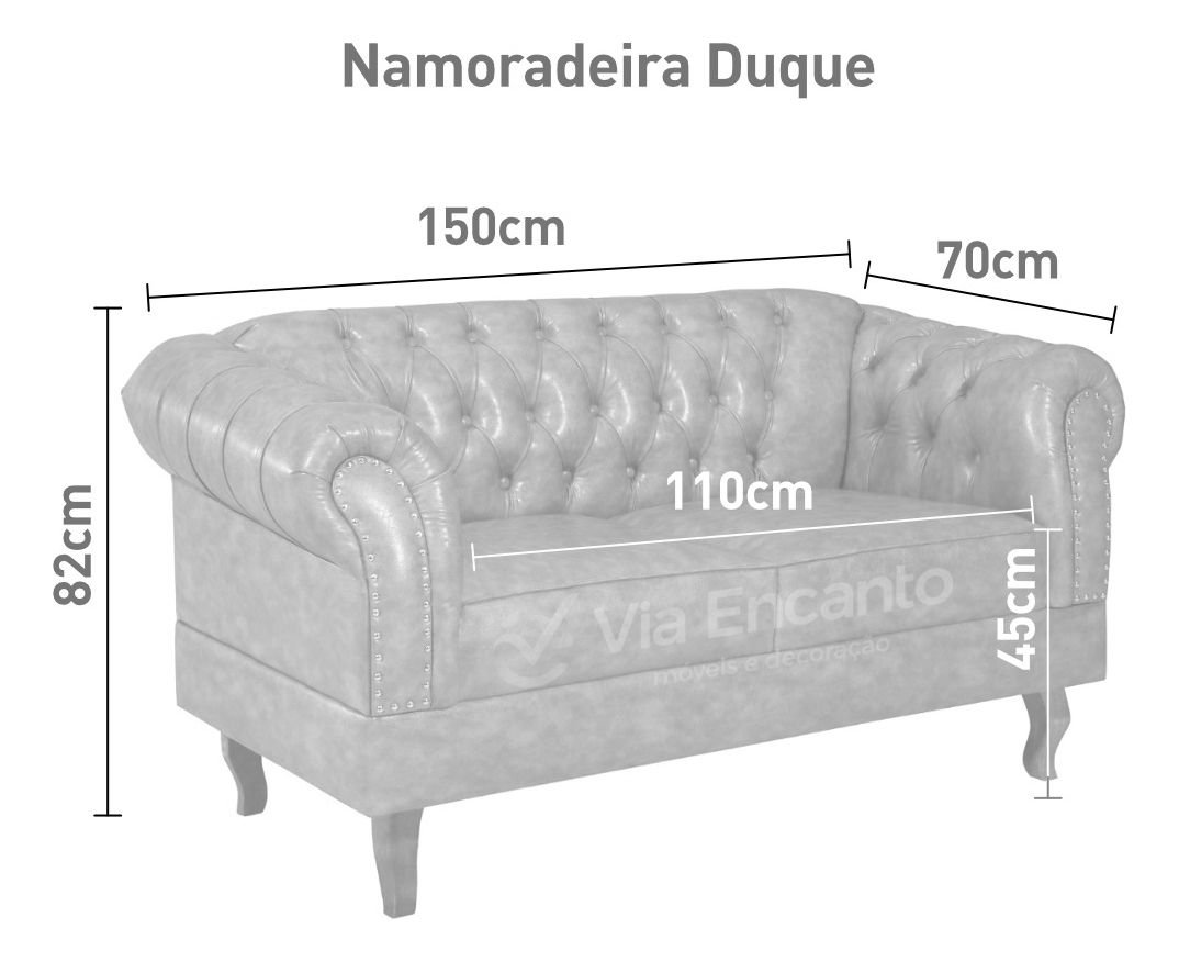 Namoradeira Chest 2 Lugares Duque Courano 150cm - 5