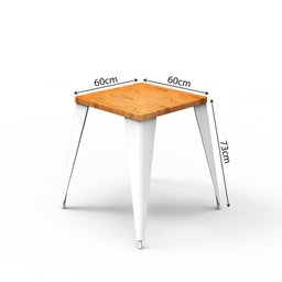 Conjunto de Mesa Sublimada 60x60cm Design Premium Iron Industrial Tolix com 4 Cadeiras Brancas - 6