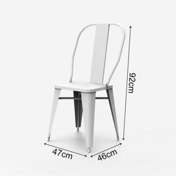 Conjunto de Mesa Sublimada 60x60cm Design Premium Iron Industrial Tolix com 4 Cadeiras Brancas - 5