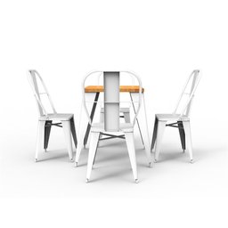 Conjunto de Mesa Sublimada 60x60cm Design Premium Iron Industrial Tolix com 4 Cadeiras Brancas - 2