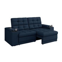 Sofá Confort Premium 1,70m Assento Retrátil/reclinável Porta Copos e Usb Suede Petróleo - Xflex - 3