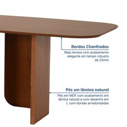 Mesa de Jantar 8 Lugares 210cm X 110cm Boreal Cabecasa Madeiramadeira - 3