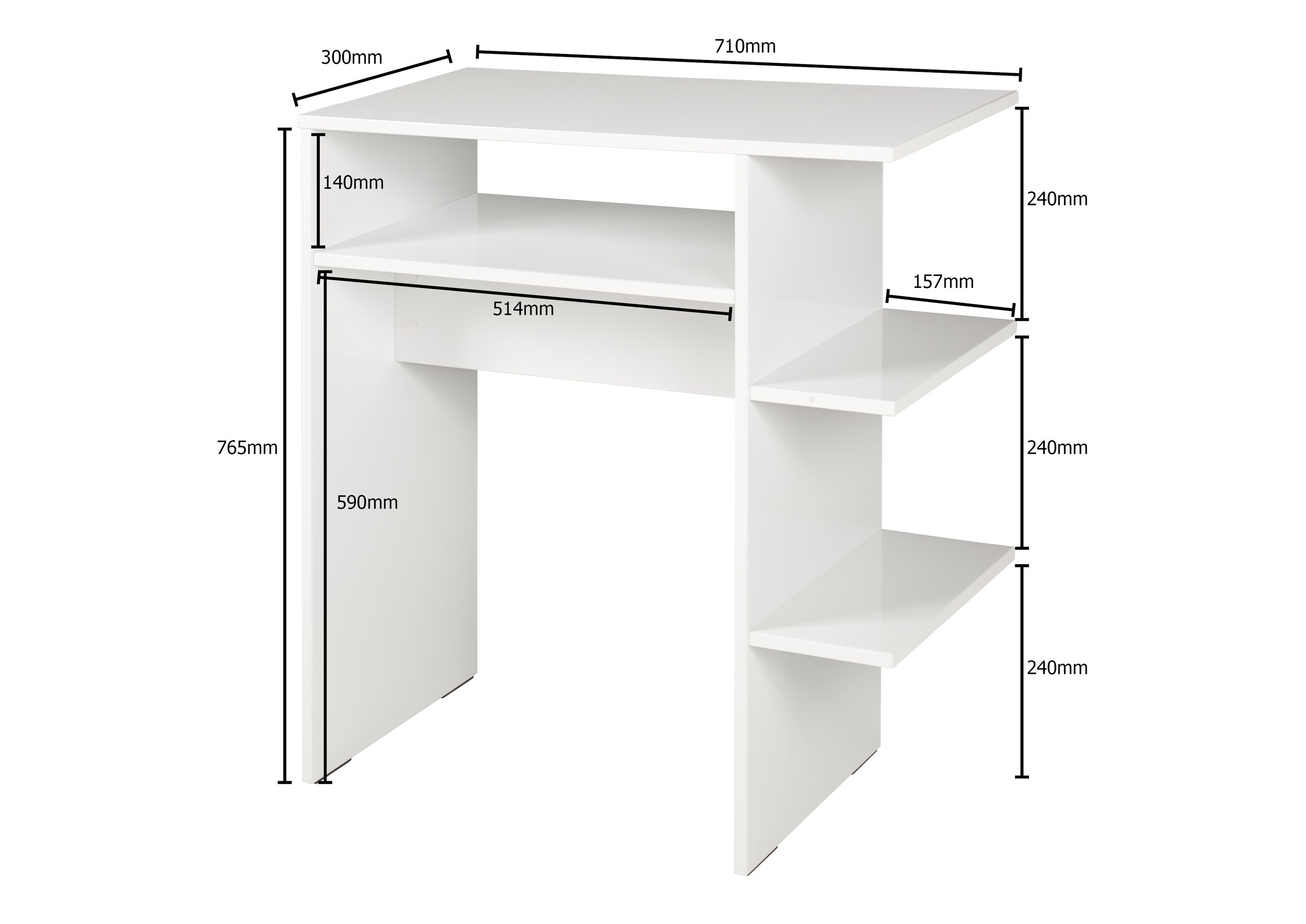 Mesa de Escritório Escrivaninha para Quarto Branca - 2