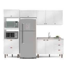 Cozinha Pérola Completa 4 Peças Torre Quente Basculante Aéreo 3 Portas e Balcão 2 Gavetas 3 Portas Y - 5