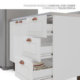 Cozinha Pérola Completa 4 Peças Torre Quente Basculante Aéreo 3 Portas e Balcão 2 Gavetas 3 Portas Y - 11