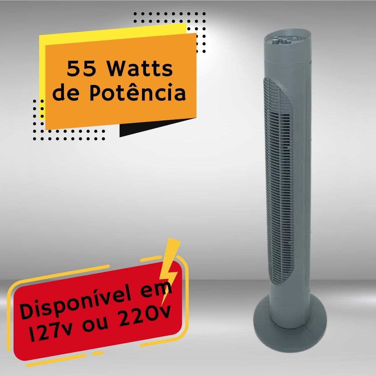 Ventilador de Torre com 3 Níveis de Velocidade - Silencioso Voltagem:127v - 5