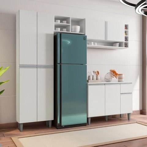 Cozinha Compacta Delina 9 Portas 1 Gaveta MDP Branco AJL Móveis
