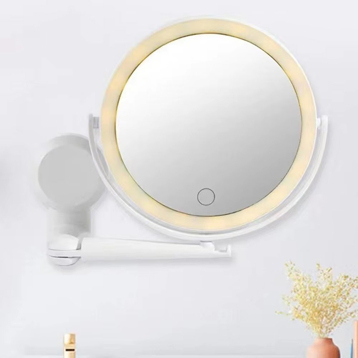 Espelho Giratorio 360 Graus Iluminaçao Led 3 Tons 5x Aumento Touch Ajustavel Bateria Recarregavel Ga - 9