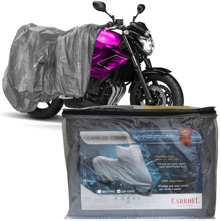 Capa Cobrir Moto Protetora Forrada Impermeável Anti Uv Tamanho P M G GG Carrhel - GG