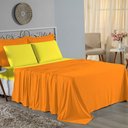 Ver imagem 1 de Jogo de Cama Casal Viúva Nobre 4 Peças Malha 100% Algodão - Laranja / Amarelo
