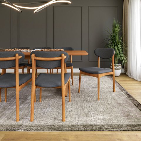 Cadeira Catarina Madeira Eucalipto Nobre com Assento Estofado para Sala e Cozinha - Preto-grafit