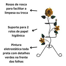Kit para Banheiro 4 Peças em Ferro com Rosas:amarelo - 3