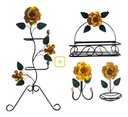 Ver imagem 1 de Kit para Banheiro 4 Peças em Ferro com Rosas:amarelo