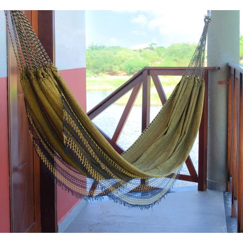 Combo Rede de Dormir Jeans Amarela Básica mais Manta Jeans Off White