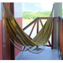 Ver imagem 1 de Combo Rede de Dormir Jeans Amarela Básica mais Manta Jeans Off White