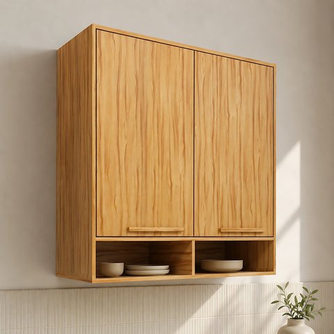 Armário Aéreo 2 Portas 100% MDF 80cm Malta Marrom/Amêndoa Espresso Móveis
