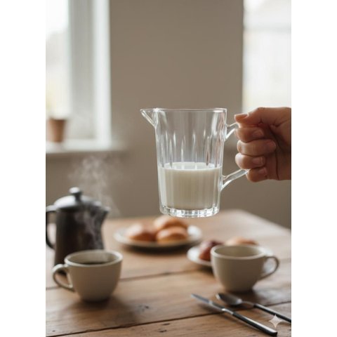 Leiteira em Cristal Ecológico Vidro Canelado 290ml Mesa Posta Premium