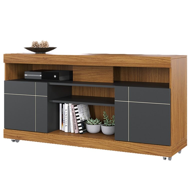 Rack Bancada para Tv até 55 Polegadas 136cm Yara Noce Milano/preto Fosco - Colibri Rack Bancada para Tv até 55 Polegadas 136cm Yara Noce Milano/preto Fosco - Colibri