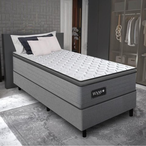 Cama Box Conjugado Solteiro com Colchão 88x68x188 Texas Gazin Cr35324 Grafite