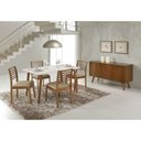 Ver imagem 1 de Conjunto Sala de Jantar Mesa de Jantar Nature com Vidro Branco 1,35m + 6 Cadeiras de Jantar Nature P