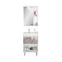 Ver imagem 2 de Conjunto para Banheiro Malibu 60cm com Gabinete Cuba Espelheira LED C00D64011 Branco/Bege - Ozini m