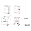 Ver imagem 3 de Conjunto para Banheiro Malibu 60cm com Gabinete Cuba Espelheira LED C00D64011 Branco/Bege - Ozini m