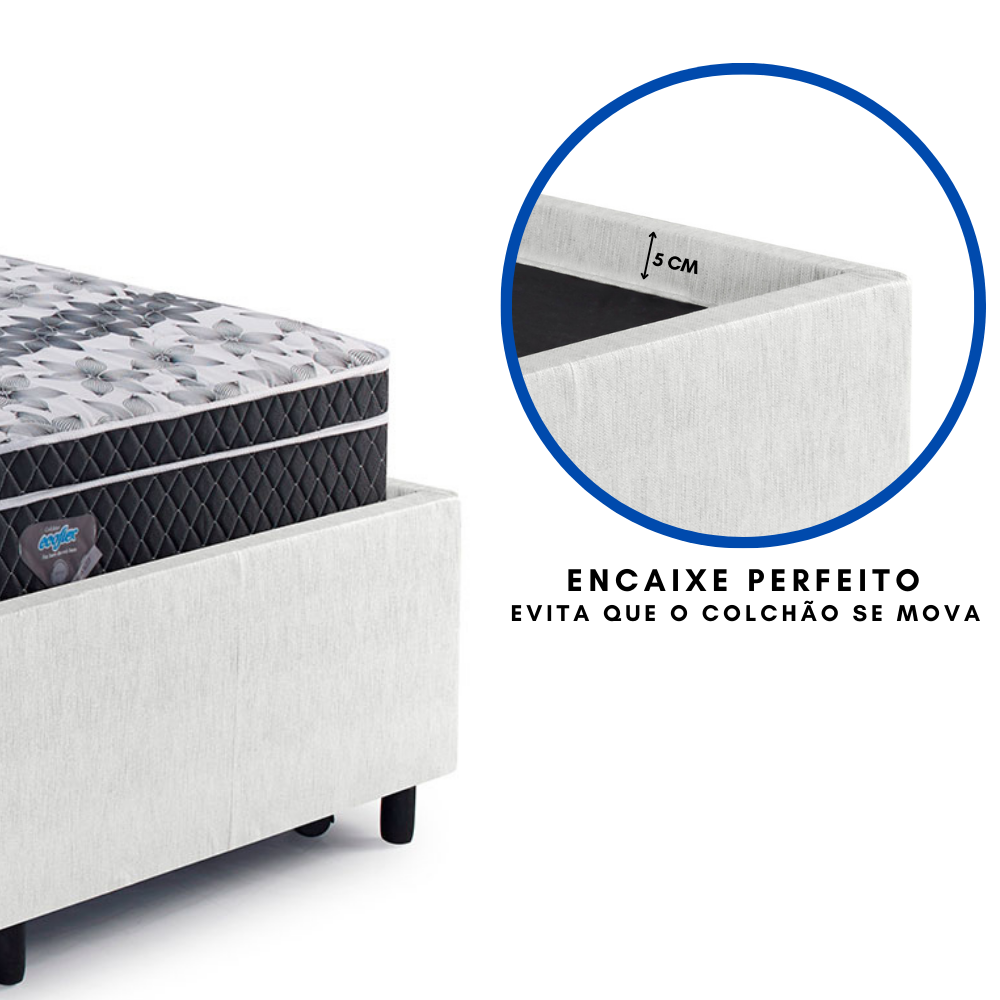 Bicama Box Solteirão Courino Linho Branco 96x203 com Dois Colchões Gransleep Molas Verticoil Ecoflex - 10