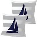 Ver imagem 1 de Kit 2 Capas de Almofadas Barco À Vela Navegação Marítima