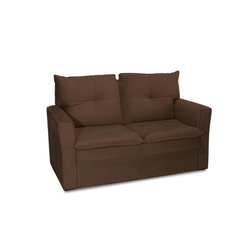 Sofá Pequeno 02 Lugares 150cm Mobi Suede Marrom Herrero