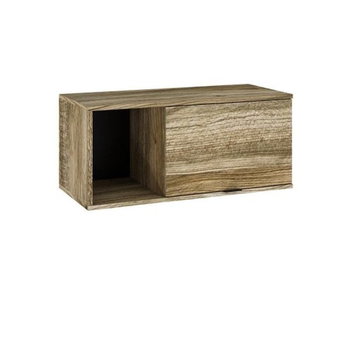 Armário Aéreo com Nicho e Porta Basculante 35x80x35cm Wlnp80 Carvalho - Preto