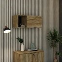 Ver imagem 2 de Armário Aéreo com Nicho e Porta Basculante 35x80x35cm Wlnp80 Carvalho - Preto