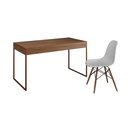 Ver imagem 2 de Mesa de Escritório Industrial Malta Amêndoa 137x53cm Base Cobre com 1 Cadeira Branca Eames Eiffel Ma