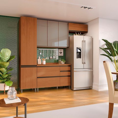 Cozinha Completa Modulada 7 Peças 2,50m com Pés Maxxi Canela Kappesberg