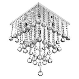 Lustre Torre De Cristal Para Quarto/Hall, Com 45Cm de Alt, Base de Inox Espelhada 30x30, Esferas Leg - 1