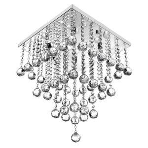 Lustre Torre De Cristal Para Quarto/Hall, Com 45Cm de Alt, Base de Inox Espelhada 30x30, Esferas Leg