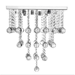 Lustre Torre De Cristal Para Quarto/Hall, Com 45Cm de Alt, Base de Inox Espelhada 30x30, Esferas Leg - 3