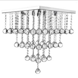 Lustre Torre De Cristal Para Quarto/Hall, Com 45Cm de Alt, Base de Inox Espelhada 30x30, Esferas Leg - 2