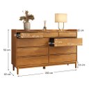 Ver imagem 3 de Cômoda Grande para Quarto Casal 9 Gavetas Madeira Maciça Mel Lice Idimex