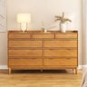 Cômoda Grande para Quarto Casal 9 Gavetas Madeira Maciça Mel Lice Idimex - 1