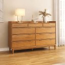 Ver imagem 2 de Cômoda Grande para Quarto Casal 9 Gavetas Madeira Maciça Mel Lice Idimex