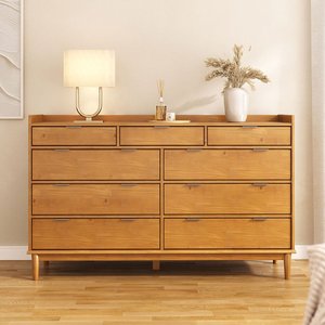 Cômoda Grande para Quarto Casal 9 Gavetas Madeira Maciça Mel Lice Idimex