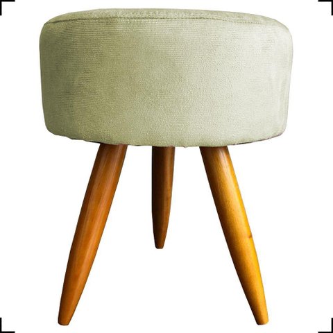 Puff Redondo Decorativo para Sala Quarto Penteadeira Pés Palito Suede Bege