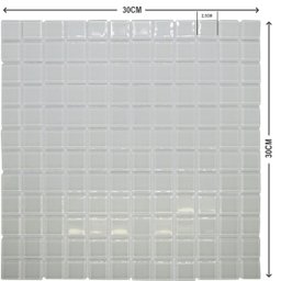 Pastilhas de Vidro Branca Cristal Brilhante Kit 11 Unidades Cozinha Banheiro Piscina 30x30cm - 6