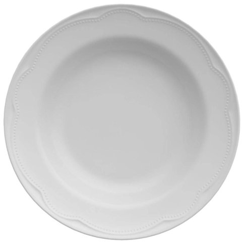 Prato Fundo Porcelana Germer Cottage Branco 350ml Avulso Sopa Caldo Relevo