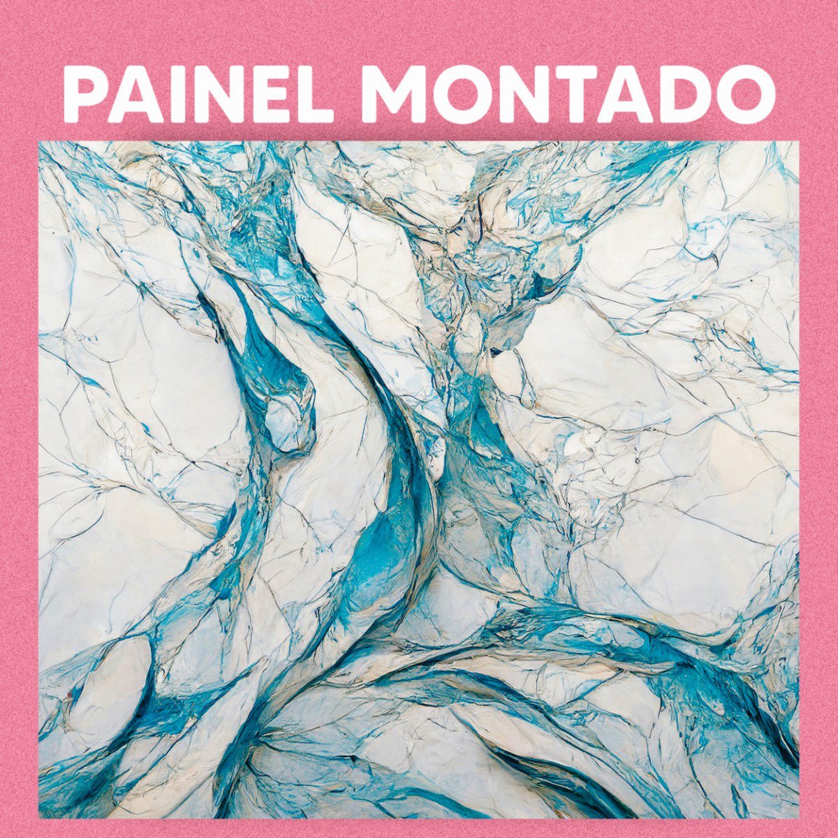 Papel de Parede Painel 3D Mármore Branco Azul Vinílico 2,5M Auto Colante Lavável Revestimento - 3