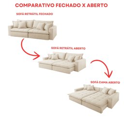 Sofá Cama Jupiter 3 Lugares Retrátil Reclinável 2,30m Boucle com Molas Ensacadas - 12