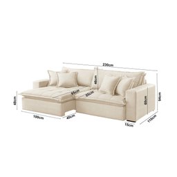 Sofá Cama Jupiter 3 Lugares Retrátil Reclinável 2,30m Boucle com Molas Ensacadas - 3