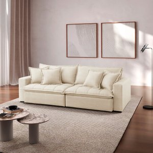 Sofá Cama Jupiter 3 Lugares Retrátil Reclinável 2,30m Boucle com Molas Ensacadas